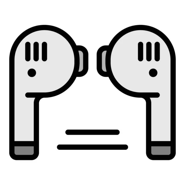 Auriculares inalámbricos icono color contorno vector — Vector de stock