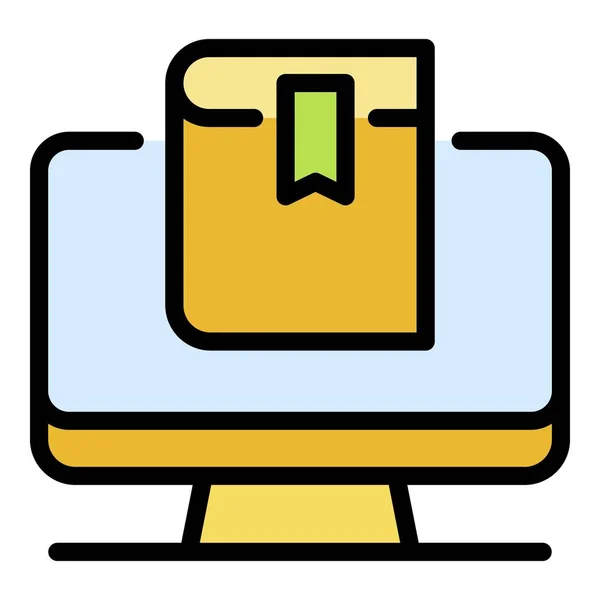 Libro nell'icona del computer colore contorno vettoriale — Vettoriale Stock