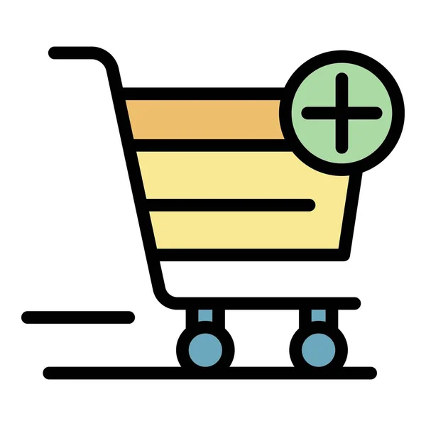ショッピングカート+アイコンカラーアウトラインベクトル — ストックベクタ