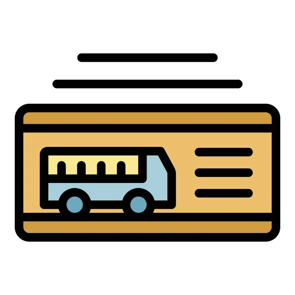 Bus-Ticket-Symbol Farbe Umrissvektor — Stockvektor