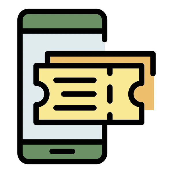 Téléphone boxe billets icône couleur contour vecteur — Image vectorielle