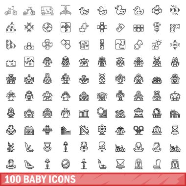100 Icons set, anahat stili bebeğim