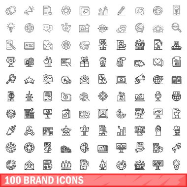 100 marka simgesi seti, özet biçimi