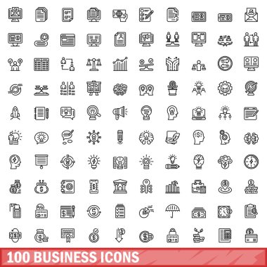 100 iş simgeler kümesi, anahat stili