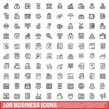 100 iş simgeler kümesi, anahat stili