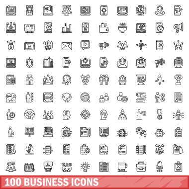 100 iş simgeler kümesi, anahat stili