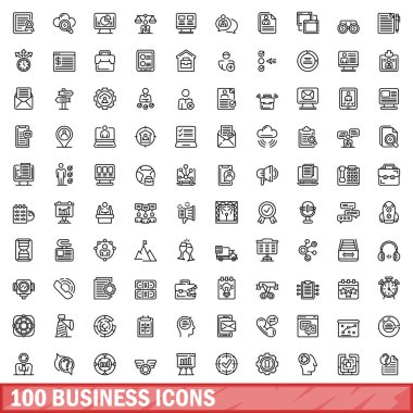 100 iş simgeler kümesi, anahat stili