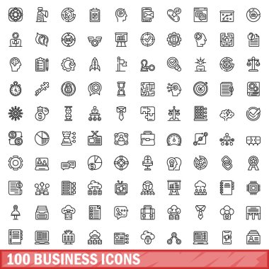 100 iş simgeler kümesi, anahat stili