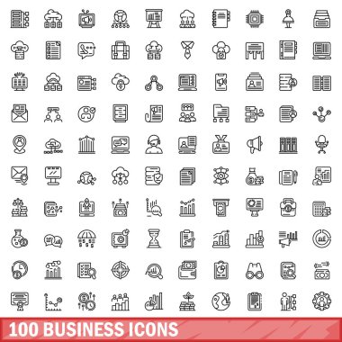 100 iş simgeler kümesi, anahat stili