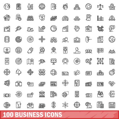 100 iş simgeler kümesi, anahat stili