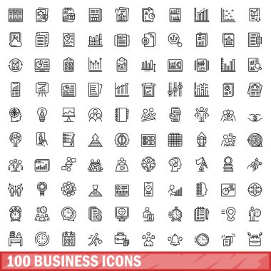 100 iş simgeler kümesi, anahat stili