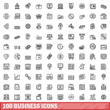 100 iş simgeler kümesi, anahat stili