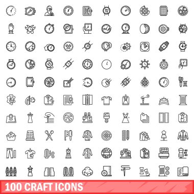 100 zanaat Icons set, anahat stili
