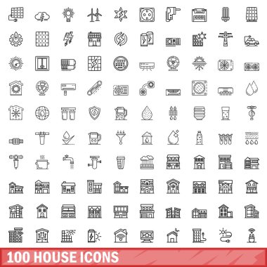 100 ev simgesi seti, özet biçimi