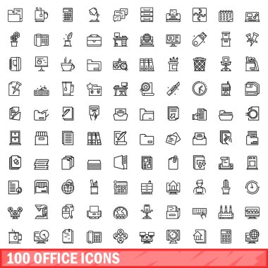 100 office Icons set, anahat stili