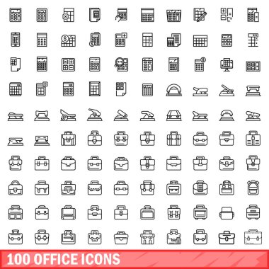 100 office Icons set, anahat stili