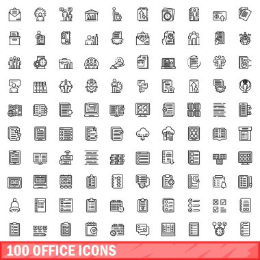 100 office Icons set, anahat stili