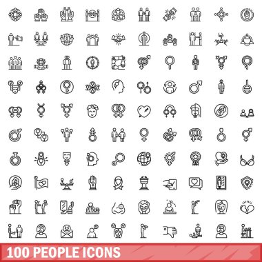 100 kişi Icons set, anahat stili