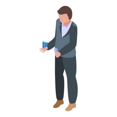 Seo man ikon izometrik vektörü. Web sitesi araması