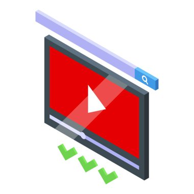 Çevrimiçi video ikonu izometrik vektörü. Sanal sohbet