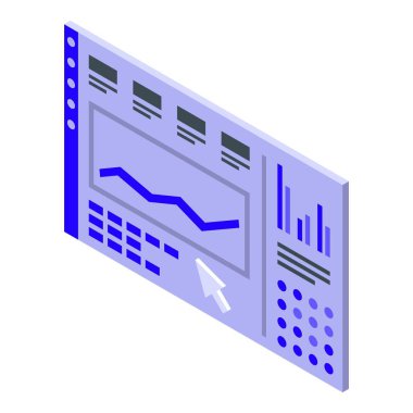 Bilgisayar araştırma ikonu izometrik vektörü. Motor verisi