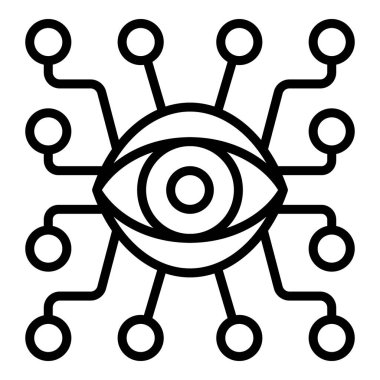 Dijital göz ikonu dış hat vektörü. Sağlık bilgileri