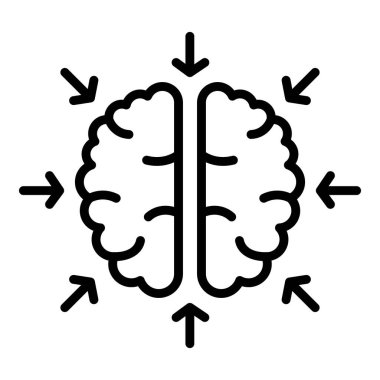 Bilişsel beyin ikonu ana hatları vektörü. Görsel duyusal