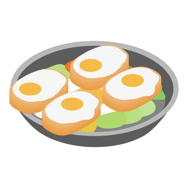 Telur ikon roti adalah vektor isometrik. Bbang gyeran segar yang lezat - Stok Vektor