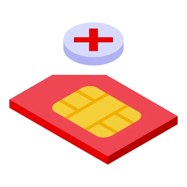 Telefon SIM kártya ikon izometrikus vektor. Mobiltelefon — Stock Vector