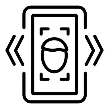 Vr yüz tanıma simgesi ana hat vektörü. Sanal tur