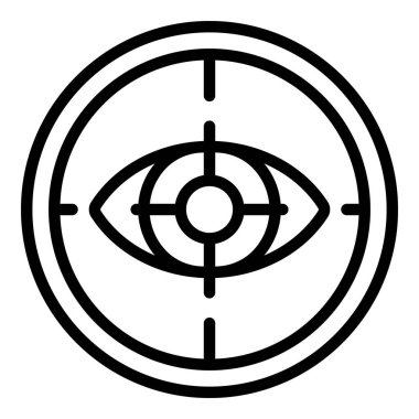 Siber göz ikonu ana hat vektörü. Dolandırıcılık.