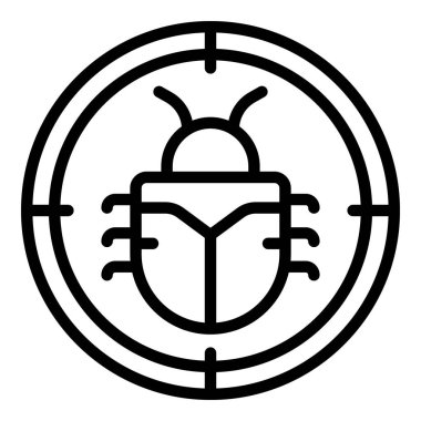 Siber böcek simgesi ana hatları vektörü. Güvenli dolandırıcılık