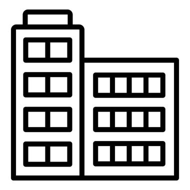 Çok katlı ev ikonu ana hat vektörü. Daire perspektifi