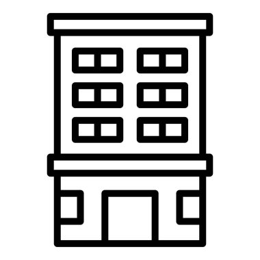 Çoklu katlı perspektif simgesi ana hatlı vektör. Şehir binası