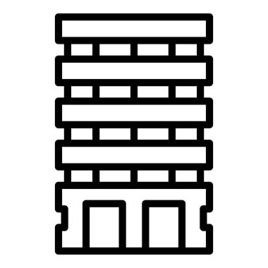 Otel çok katlı ikon ana hatları vektörü. Endüstri evi