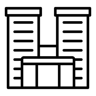 Çok katlı balkon ikonu ana hat vektörü. Şehir binası