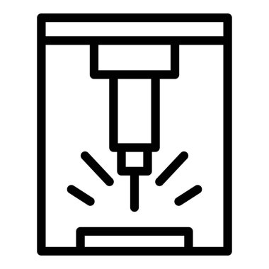 Cnc makine simgesi ana hatları vektörü üretiliyor. Çalışma aracı