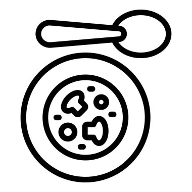 Vejetaryen kremalı çorba ikonu ana hatları vektörü. Yemek sıcak.