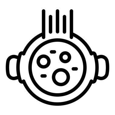 Mercimek kremalı çorba ikonu ana hatları vektörü. Ev yapımı et suyu.