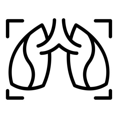 Akciğerler florografi ikonu ana hat vektörü. Hasta röntgeni.