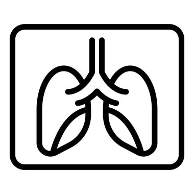 Xray görüntü akciğerleri ikon ana hat vektörü. Hasta kanseri.