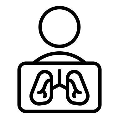 Çocuğa teşhis koyan akciğer ikonu ana hatları vektörü. Hasta röntgeni.