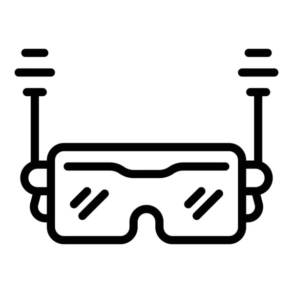 Trådlösa vr glasögon ikon kontur vektor. Den digitala verkligheten — Stock vektor