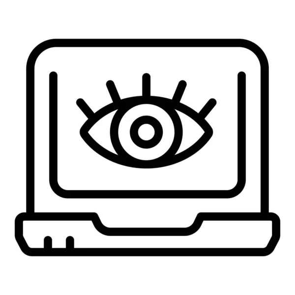 Laptop código cámara icono contorno vector. Alto seguro — Archivo Imágenes Vectoriales