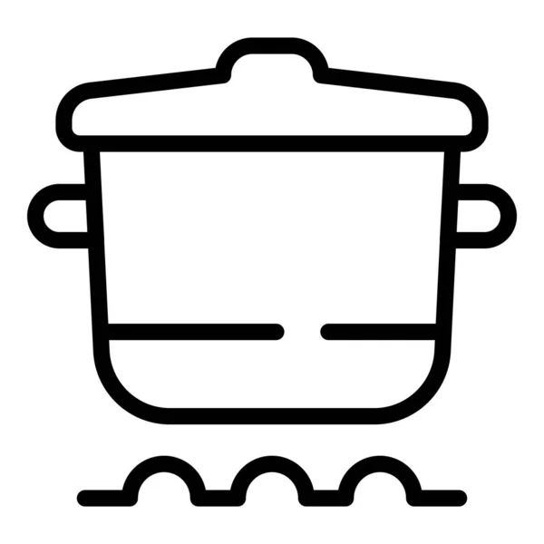 Kokend potpictogram omlijnt vector. Kookwater — Stockvector