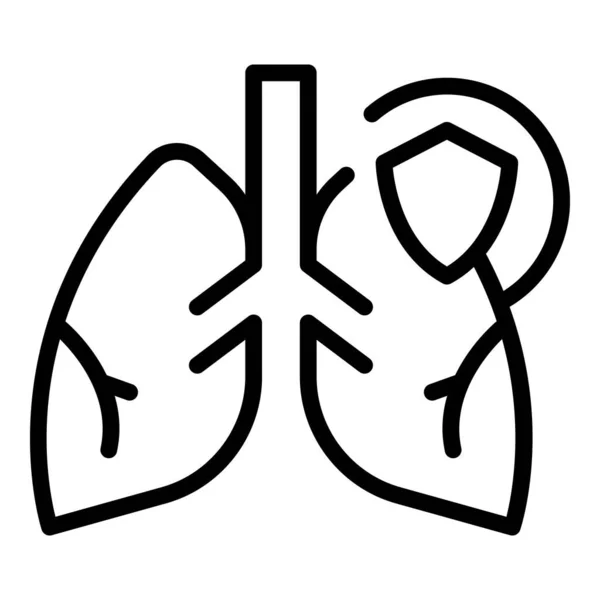 Poumons covid icône contour vecteur. Radiographie pulmonaire — Image vectorielle