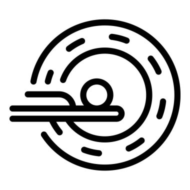 Gurney MRI ikon ana hatları vektörü. Görüntüleme taraması