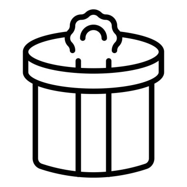 Yuvarlak hediye kutusu ikonu ana hatları vektörü. Hediye doğum günü