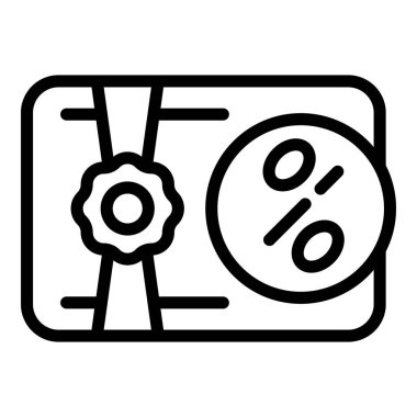 Satış kartı ikonu ana hatları vektörü. Şimdiki tatil