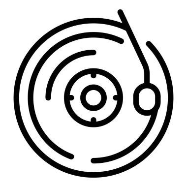 Vinil disk simgesi ana hatları vektörü. Hediye kutusu